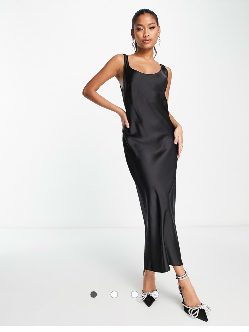 ASOS Sleek Black Satin Slip Dress
